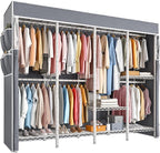 Raybee Clothes Rack with Cover,1100 LBS,Clothing Racks for Hanging Clothes Heavy Duty,Portable Closet with Shelves,Adjustable