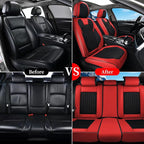 Coverado Seat Covers Full Set, 5 Seats Car Seat Cover Winter, Front and Back Seat Covers for Cars, Breathable Faux Leather Ca