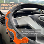 PINCTROT XL Size 17.5-18 Inch Comfy Grip Steering Wheel Cover for Semi Truck, Fits RV, Big Rig Trucker, 18 Wheeler and Classic Cars, Anti-Slip Design 17.5-18 Inch(Silicone Orange)