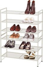 Simple Houseware 3-Tier Stackable Mesh Shoe Rack, White