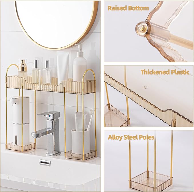YCIA&DONE Bathroom Countertop Organizer Over The Faucet, Narrow Counter Organizers Above Sink, Table Mounted Faucet Sink Shel