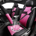 CAR PASS Rainbow Cool Universal Fit Two Front 3D Air Mesh Car Seat Cover with Steering Wheel & Blet Cover-Airbag Compatible (Front Seats only, Black- Pink)