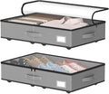 Under Bed Storage with Wheels, No Assemble Required 5.5 inches height grey under bed storage bins,Low Profile Rolling Underbe