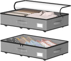 Under Bed Storage with Wheels, No Assemble Required 5.5 inches height grey under bed storage bins,Low Profile Rolling Underbe