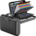 DocSafe Fireproof File Organizer with Lock, Hard-Shell Case Fireproof Document Box with 13 Pocket Accordion File Folder, Port