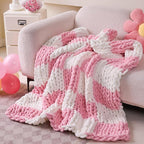 Admitrack Chunky Knit Blanket Throw 51"x63", 100% Hand Knit Chenille Throw Blanket for Sofa & Home Decor, Soft and Cozy Knitt