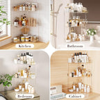3-Tier Corner Bathroom Counter Organizer, Large Makeup Organizer For Vanity, Skincare Perfume Organizers For Women Or Men, Ex