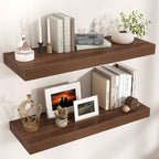 Floating Shelves for Wall, 36" W x 12" D x 2" H, 2 Pack of Long Wall Mounted Engineered Wood Shelves with Invisible Brackets 