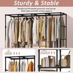 Wardrobe Closet, Quick and Easy Assembly, Gray Large Capacity Portable Closet with 4 Hanging Rods 8 Storage Shelves and 8 Sid