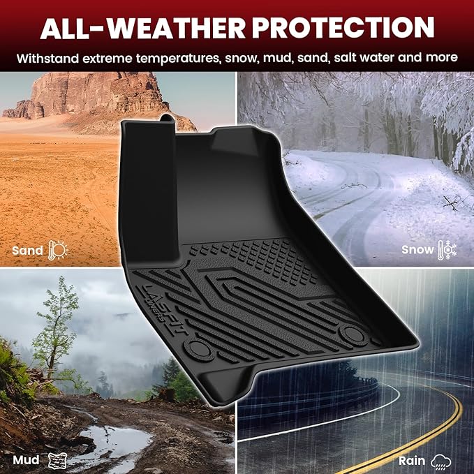 LASFIT Floor Mats & Cargo Liner with Backrest Mat for Chevy Traverse 2024-2026 (Only 8 Seats) & GMC Acadia 2024-2026 (Only 8 Seats), All Weather TPE Custom Fit Car Floor Liners Full Seat, Black