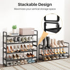 SNTD Shoe Rack - Expandable Shoe Organizer for Closet, Adjustable Metal Shoe Shelf Storage, Stackable Long Shoe Stand Holder 