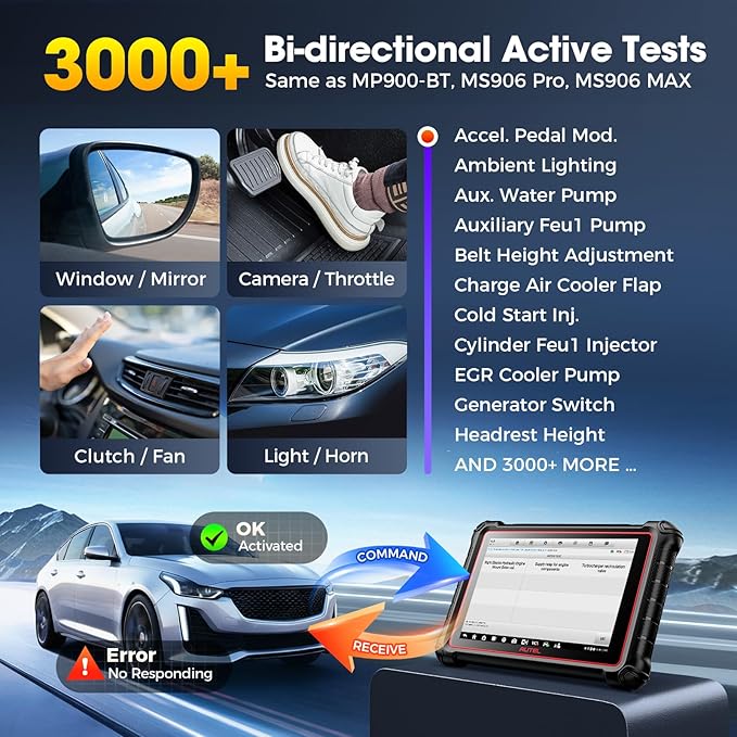 Autel MaxiCOM MK900 Bidirectional Scanner: 2026 Up of MaxiCheck MX808S MK808S, Work as MK900-BT MK900BT MX900 OBD2 Diagnostic
