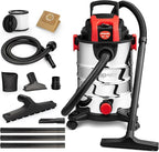 Shop-Vac 6.5 Gallon 4.0 HP Wet/Dry Vacuum with Blower Function, Stainless Steel Tank, Portable Shop Vacuum with Wheels, Inclu