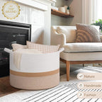 INDRESSME 115L Extra Large Cotton Rope Basket, Woven Baby laundry Blanket Basket for Home Decor Living Room Nursery, Toy Stor