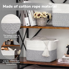 Goodpick Woven Storage Basket, Cotton Rope Baskets for Organizing, Closet Storage Bins with Handles, Small Laundry Basket for