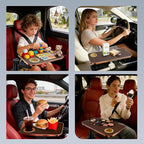 Car Tray & Desk for Laptop, Dual 360° Rotating, Anti-Slip Leather Surface, Steering Wheel Tray, Car Accessories- Compatible with Tesla Model Y/3/S, Ford F150/Explorer/Most Vehicles (Brown)