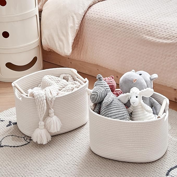 R RUNKA 3 Pack Storage Basket for Cabinet and Toy Organization - 13"x9.8"x8.7" Baskets for Storage - Baby Toy Bin - Toy Stora