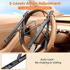 Foldable Car Laptop Holder, Adjustable Car Laptop Mount for Steering Wheel Tray Holder, Metal Notebook stand| Car Reading Stand | Car Tablet Holder, Multipurpose Travel Car Accessories-Gray
