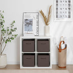 StorageWorks Brown Storage Cubes, 11 Inch Cube Storage Bins with Handle, Cube Storage Organizer Bins for Shelves and Closet, 