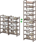 10 Tier Shoe Rack, Tall Metal Shoe Storage with Adjustable Shelves, Holds 20-25 Pairs, Stackable Shoe Stand for Garage Hallwa
