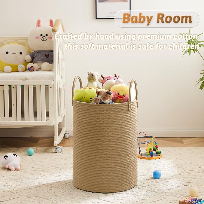 Artfeel Laundry Basket,Woven Cotton Rope Laundry Hamper,40L for Decorative Storage of Dirty Clothes,Toys and Blankets in Bath