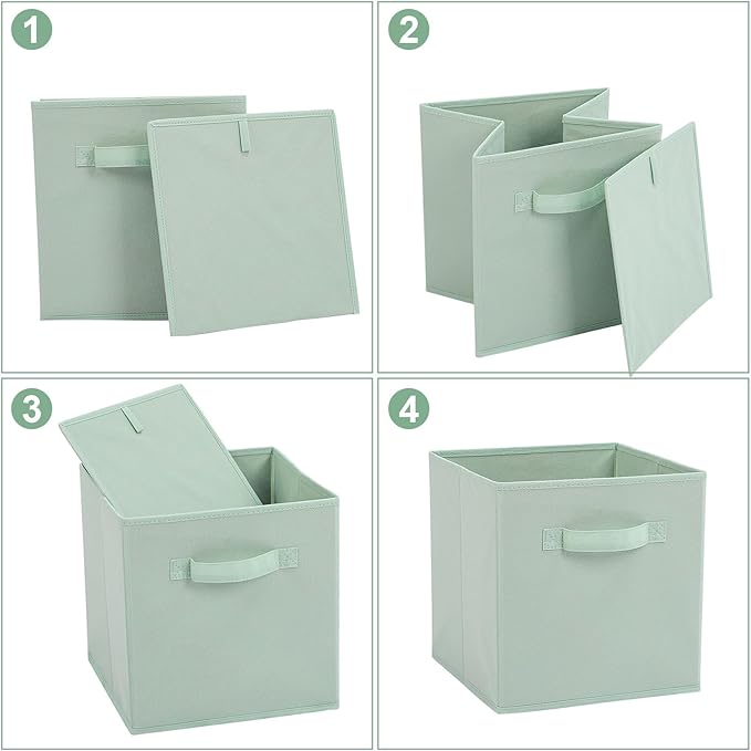Stero Fabric Storage Bins 6 Pack Fun Colored Durable Storage Cubes with Fabric Handles Foldable Cube Baskets for Home, Kids R