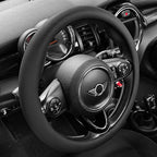 PINCTROT Large Size Nappa Leather Steering Wheel Cover, Slim Fit No Bulk Design, One Piece Leather with Breathable Perforatio