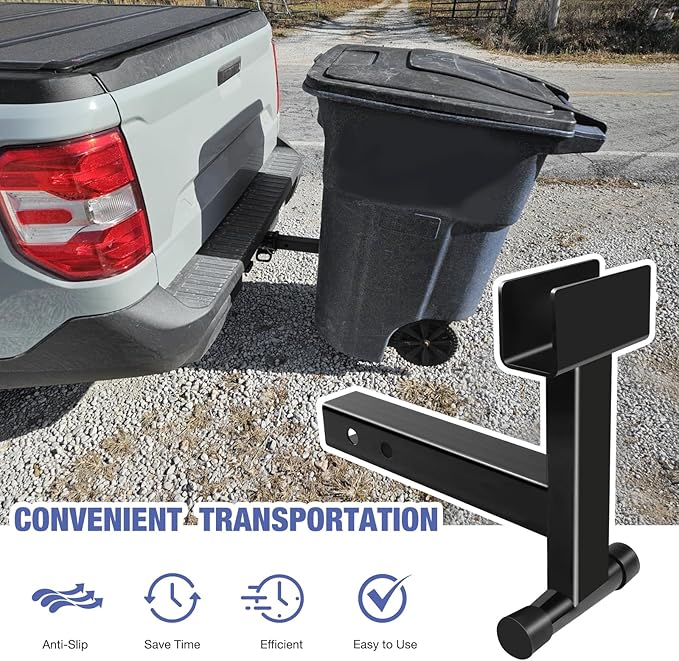 2" Trash Can Hauler Hitch, Trash Can Hitch, Trash Can Hauler, Garbage Hauling Towing Hitch Attachment,Trash Tow Truck Grab Hook Receiver Fit for Lawn Mower Garden Tractors (Black)