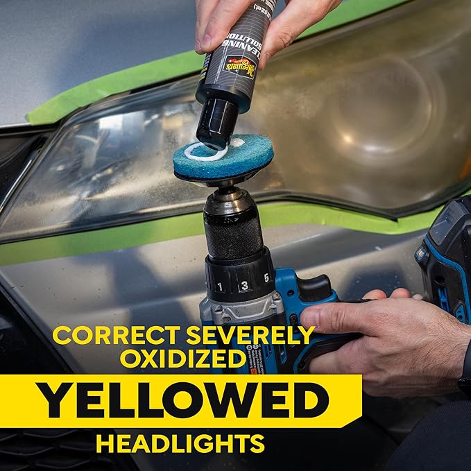Meguiar's Heavy Duty Headlight Kit,This Headlight Restoration Kit Includes Headlight Cleaner, Ceramic Protection, Drill Backi