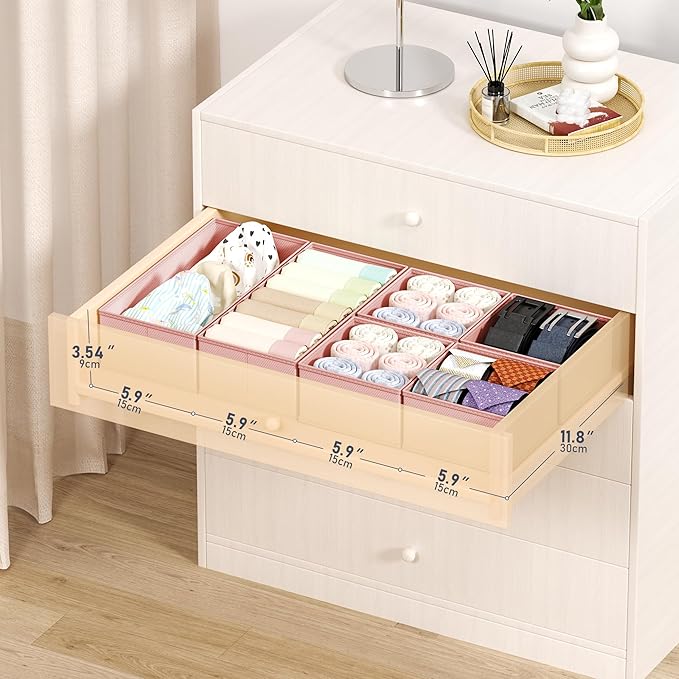 DIMJ Drawer Organizer Clothes - 18 Pack Closet Drawer Organizer Bins for Baby Clothes Storage, Fabric Dresser Organizer for N