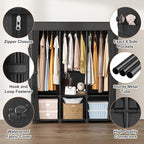 Wardrobe Closet Portable Closets for Hanging Clothes Large Capacity Clothes Rack with Cover, 3 Hanging Rods, 6 Shelves and 8 
