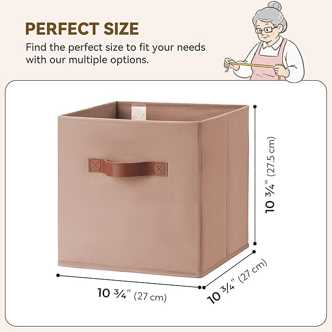 GRANNY SAYS Cube Storage Bins, 11 Inch Cube Storage Organizer, Fabric Storage Bins with PU Handle, Clothing Storage Baskets f