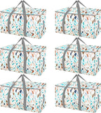 BALEINE 6-Pack Oversized Moving Bags with Reinforced Handles, Heavy-Duty Storage Tote for Clothes, Moving Supplies (Mosaic, 6