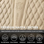 Coverado Car Seat Covers Full Set, Nappa Leather Seat Covers for Car, Waterproof Car Seat Protector with Lumbar Support, Auto