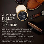 All Natural Leather Conditioner Balm - Made with Mink Oil, Tallow, & Beeswax, Protects, Softens Restores and Waterproofs Leat