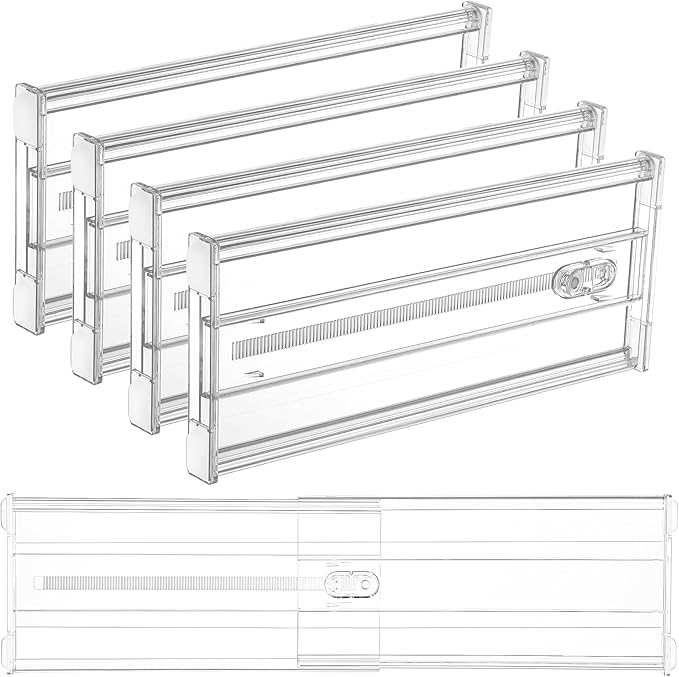 Vtopmart 4 Pack 6" Tall Upgrade Drawer Dividers for Big and Deep Drawer, 12.8"-22.3" Adjustable Expandable Dresser Drawer Org