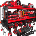 Spampur Heavy Duty Power Tool Organizer Wall Mount with Charging Station – 420 lb Capacity 3-Tier Storage Rack Holds 6 Drills