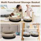 Optish Dog Toy Easter Basket, Toy Box and Bin for Dog Cat Storage, 13.5" X 11" X 5" Small Woven Rope Basket for Baby Storage,