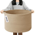 90L Large Blanket Basket, 21.7"x 21.7"x 13.8" Rope Woven Storage Basket with Handles, Laundry Hamper for Toys, Clothes, Pillo
