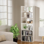6 Tier Book Shelf，Wooden 6 Cube Storage Organizer,6 Tier Low Bookcase Storage Display Organizer, 64 Inch Versatile Cubes Shel