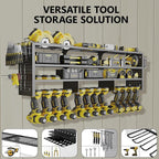 49" W Large Power Tool Organizer Wall Mount, 4 Layer Heavy Duty Metal Tool Storage Rack with 12 Drills Holder, Utility Racks 
