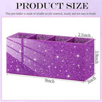 Jetec Acrylic Glitter Pen Holder 4 Compartments Bling Makeup Brush Stationery Organizer Pencil Holder for Desk Accessories Sp