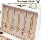 Pinzoveco Jewelry Box for Women, Rustic Wooden Jewelry Organizer Box for Storage Earrings Rings Necklace Bracelet, Farmhouse 