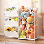 BBLIKE Kids Storage Organizer with 4 Removable Bins, Kids Storage Toy Shelf Organizer for Stuffed Animal Holder for Bedroom P