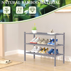 ROMGUAR CRAFT 3 Tier Bamboo Shoe Rack for Closet Free Standing Wood Shoe Shelf Storage Organizer for Entryway Small Space Sta