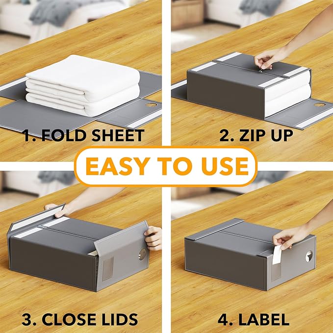 SpaceAid 3 Pack Bed Sheet Organizers and Storage, Foldable Sheet Organizer for Linen Closet, Sheets Set Folder Keeper with Wi