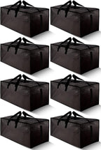 HOMESURE 8 Pack Large Strong Bags with Zippers & Carrying Handles - Water-Resistant - Heavy Duty Storage Tote for Space Savin