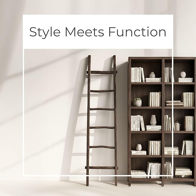 Decorative Vertical Ladder with Towel Rack Design for Blankets - Slim Storage Stand with Hooks for Bedroom or Living Room - C
