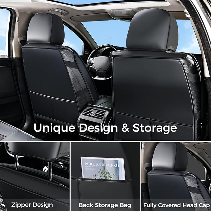 Huidasource Front Car Seat Covers, Leather Car Seat Cushion, Automotive Car Seat Cover Protector Universal Fit Front Seat, Ai