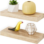 Ballucci Floating Shelves, 16" Wood Wall Shelf Set of 2, Invisible Brackets Floating Shelf Bathroom Wall Decor, Living Room, 